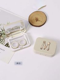 Plastic Eyewear Cases Cute Compact Contact Lens Box Gilded Butterfly Decor Rose Gold