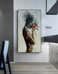 Canvas Painting Wall Posters and Print Girl flame Modern abstract Mural Wall Art Pictures For Living Room Decoration Dining el 2719140086