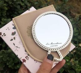 LADUREE Les Merveilleuses miroir de poche hand mirror vintage metal holder pocket cosmetics Makeup mirror with carry bag retail pa7153799