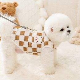 Dog Clothes Winter Luxury Designer Plaid Cardigan Coat for Dogs Fleece Jacket Chihuahua French Bulldog Costume Puppy Overalls