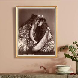 Arthur James Iles Art Print Poster Two Maori Women New Zealand Wall Picture Vintage Photo Canvas Painting Room Home Decor