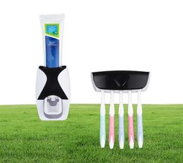 Toothbrush Holders Automatic Toothpaste Dispenser Holder Set Dustproof And Suction Wallmounted Bathroom Squeezer3323899