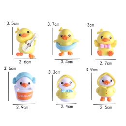 6pcs Anime Figure Little Yellow Duck Model Decor Cute Car mounted Ornaments Auto Interior Dashboard Accessories for Girls Gifts