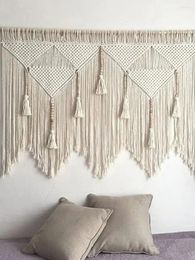 Tapestries Boho Macrame Woven Tapestry Beige Wall Hanging Handmade Cotton Tassel Chic Dream Catcher For