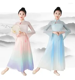 Stage Wear Children's Classical Dance Costumes Girls' Gauze Clothing Chinese Modern Style Practise Ethnic Fan