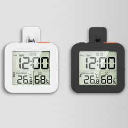 LCD Digital Alarm Clock With Thermometer Hygrometer Display Home Office Portable Desktop Bathroom Clock Shower Timer
