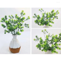 Decorative Flowers Green Artificial Chrysanthemum Grass Fake Flower Plant Wedding Home Room Plastic DIY Garden Outdoor Arrangement Party