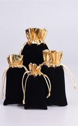 BLACK 7x9cm 9x12cm Velvet Beaded Drawstring Pouches Jewellery Gift Pouch drawstring Bags For Wedding Favours beads 1018 Q22116112