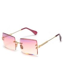 Sunglasses Trending Women Men Small Narrow Tint Lens Fashion Rimless Rectangle Pink Blue Yellow Square Eyewear Shade FML6796850