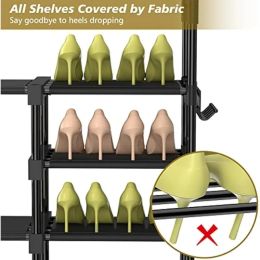 Kayfia 9 Tiers Shoe Rack Shoe Organiser Storage with Non-Woven Fabric Tall Shoe Shelf Shoe Stand Holds 50-55 Pairs Boots Sturdy