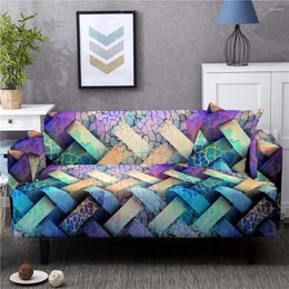 Chair Covers Colourful Anti-dust Plaid Print Sofa Cover Geometric Couch All-inclusive Funiture Corner L-shaped Sectional Slipcover