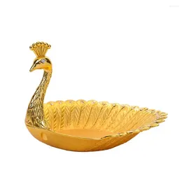 Plates Metal Peacock Fruit Plate Luxury European Cookie CandyStorage Serving Platter Wedding Christmas Home Dining Table Tray