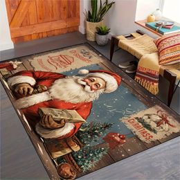 Christmas Decorations Santa Claus Carpet for Living Room Decor Sofa Table Large Area Rugs Bedroom Bedside Foot Pad Entrance Mat
