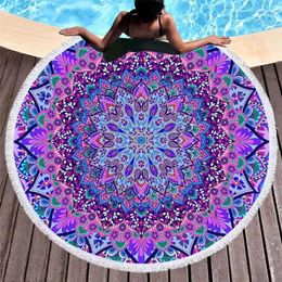 Towel Bohemian Round Beach Colourful Geometric Tassel Tapestry Microfiber Yoga Mat Boho Toalla Blanket 150cm Shower Bath Towels