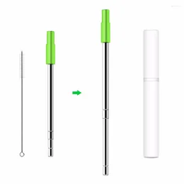Drinking Straws Detachable Portable Stainless Steel Straw Reusable With Case&Cleansing Brush Environmental Silicone Tip For