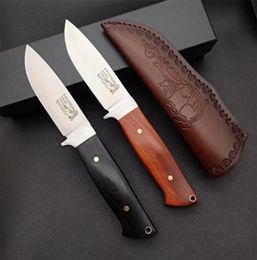 RW Survival Straight Knife D2 Satin Drop Point Blade Full Tang Rosewood Handle Fixed Blades Knives With Leather Sheath3555211
