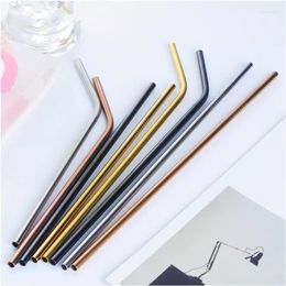 Drinking Straws 304 Stainless Steel Metal Straw Reusable 1 Brush Eco-friendly Straight Bend Cleaning Bar Party Accessories20Oz