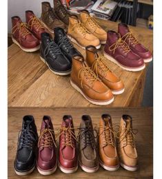 mens boots spring red ankle boots man wing warm outdoor work cowboy motorcycle heel male3078304