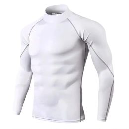 T-Shirts Men Bodybuilding Sport Tshirt Quick Dry Compression Running Shirt Elastic Sport Tops Tee Athletic Gym Workout Tight Long Sleeve