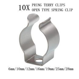 10pcs Tool Spring Terry Clips OPEN TYPE Silver For Garages Sheds Patios Cabinets Store Tools Brooms Brushes Rakes Hardware