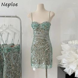 Casual Dresses Neploe Elegant Sequined Strapless Y2k Sexy Slim Fit Diamond Camisole Dress For Women 2024 Summer Vestidos Mujer