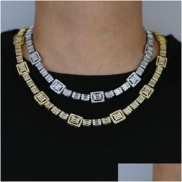 Pendant Necklaces Men Women Bling Cz Paved Square Cuban Link Chain Necklace Iced Out Micro Pave Cubic Zirconia Tennis Choker Hip Hop J Otdpb