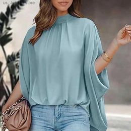 Women's T-Shirt Women Shirt Pullover Solid Colour Loose Oversized Lady Summer Batwing Slves Blouse Girls Come T240412