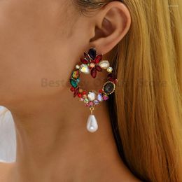 Dangle Earrings Colourful Shiny Rhinestone Drop Woman Fashion Sexy Irregular Charm Jewellery Party Wedding Ethnic Luxury Pendant Girl Gift