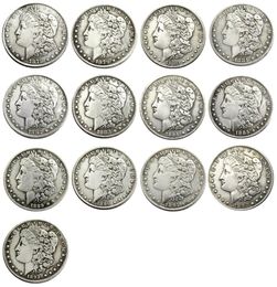 US 13pcs Morgan Dollars 18781893 quotCCquot Different Dates Mintmark craft Silver Plated Copy Coins metal dies manufacturing 3200493