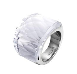 ZMZY Fashion Luxury Big Stainless Steel Rings for Women Faceted Clean Glass Ring Jewelry4419878