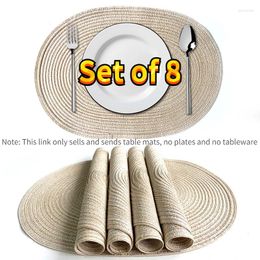 Table Mats 8pcs Oval Braided Placemats Dining Tables Woven Plate Insulation Drink Cup Coasters Non-Slip Tableware Bowl Pads