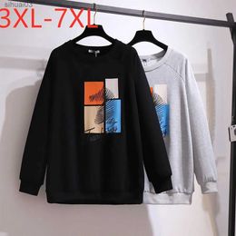 Women's T-Shirt New Autumn Winter Plus Size Women Clothing Tops Large Long Sleeve Loose Black Print Cotton Thick T-shirt 3XL 4XL 5XL 6XL 7XLL2403