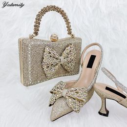 Dress Shoes Arrival Italian And Bag Set For Party Latest Fashion Rhinestone African Woman