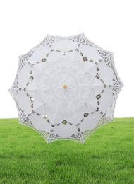 Solid Colour Party Lace Umbrella Parasols Sun Cotton Embroidery Bridal Wedding Umbrellas white Colours available DH87689867202