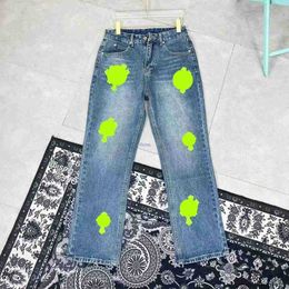 Mens Jeans 2023 Designer Make Old Washed Ch Straight Trousers Letter Prints for Women Men Casual Long Style 80dt ClothingQG62