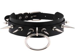 Big ORound Punk Rock Gothic Chokers Women Men Leather Silver Spike Rivet Stud Collar Choker Necklace Statement Jewelry Bijoux5677827