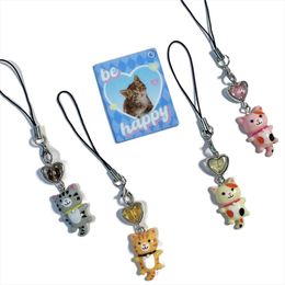 Cat Pendant Cat Phone Strap Bag Decor Keychain Cellphone Chain Phone Lanyard Key Ring Anti Lost Y2K Phone Charm Women Girls