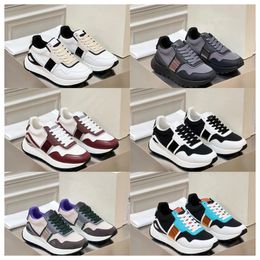 Top Multi material patchwork of cowhide with contrasting colors men women thick soled lace up black sports fashionable and versatile casual shoes