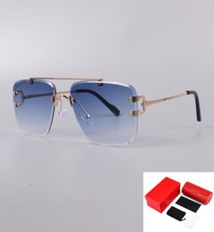 Vintage Sunglasses Rimless square Women039s Sun glasses Fashion Designer Shades Luxury Golden Leopard Frame Sunglasses UV4008807353