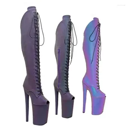 Dance Shoes 23CM/9inches Holographic Upper Modern Sexy Nightclub Pole High Heel Platform Women's Boots 051