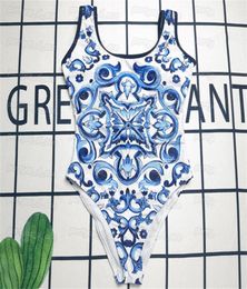 Vintage Printed Womens Swimwear One Piece Diving Surfing Padded Swimsuit Sexy Beach Swimsuits Bathing Suit Fashion Low Back Charmi7049089