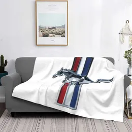 Blankets Logo Top Quality Comfortable Bed Sofa Soft Blanket Car America American Plain Light Dark Horse Truck