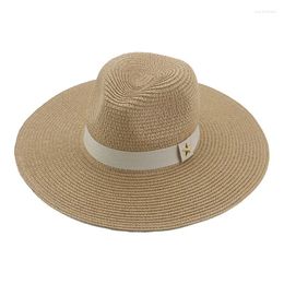 Berets Hat Bucket Hats For Women Beach Summer Straw Cap Men Big Brim 11cm Band Star Luxury Casual Vintage Panama Sun