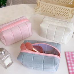 Storage Bags 1 Pc Cute Plush Makeup Bag For Women Zipper Large Solid Color Cosmetic Travel Make Up Toiletry Washing Pouch