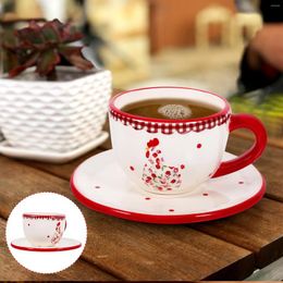 Mugs Coffee Cup Saucer Dish Ceramic Durable Water Espresso Glass Cups Three-dimensional Embossed Tableware Decorative Home