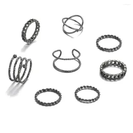 Wedding Rings 8Pcs/Set Fashion Simple Set For Women Geometric Multi Joint Finger Ring Girl Birthday Holiday Party