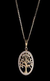 14K Gold Plated Iced Out Tree Of Life Pendant Necklace Micro Pave Cubic Zirconia Diamonds Rapper Singer accessories2811845