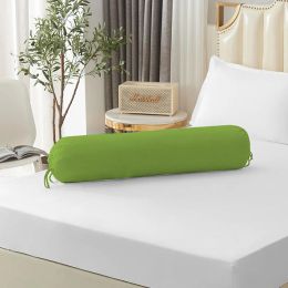 Long Cylindrical Pillowcase Solid Colour Washable Bedroom Neck Bolster Pillowslip Removable Headrest Pillow Cover Home Decor