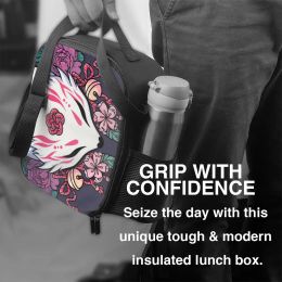 Fox Spirit Kitsune Insulated Lunch Bags for Outdoor Picnic Japanese Kabuki Portable Thermal Cooler Lunch Box Women Children