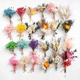 Dried Flowers Artificial Plant Dried Hare Tail Grass Pampas Cattail Fan Reed Bouquet Boho Home Decor Dry Flower Eucalyptus Leaf Wedding Decor